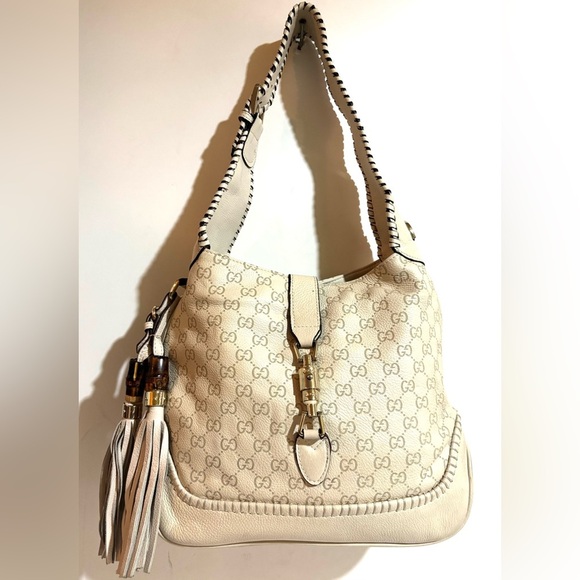 Gucci Beige Hobo Bag with Tassels - Picture 1 of 13